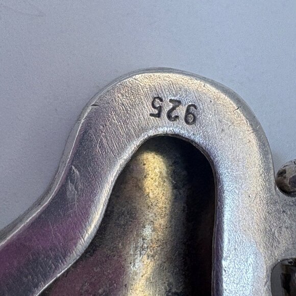 VTG Two Tone Sterling Silver 925 Slab Druzy Abstract Chain Bracelet 7.5" Length - Picture 10 of 16